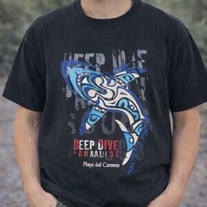 Mare Blue Mens Large Deep Dive‎ Paradise Playa del Carmen Graphic T Shirt